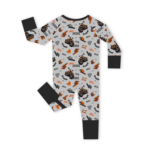 Baby Vintage Motorcycle Braaap Bamboo Zipper Pajama Romper