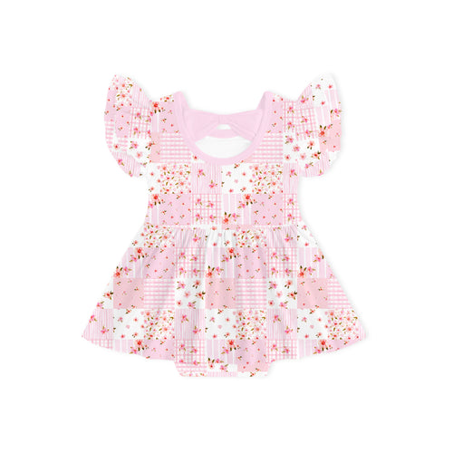 Baby Valentine Floral Quilt Bamboo Short Sleeves Dress