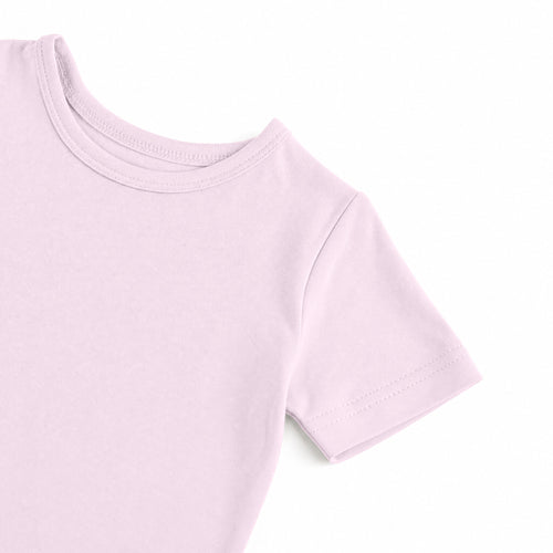 Kids Soft Pink Solid Bamboo Two-Piece Pajama Short Set