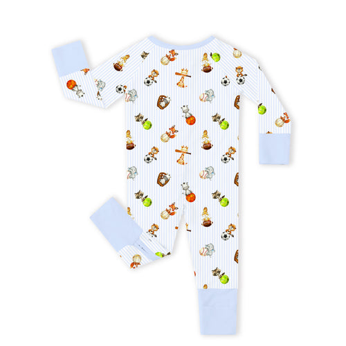 Pastel Safari Sports Bamboo Zipper Pajama Romper