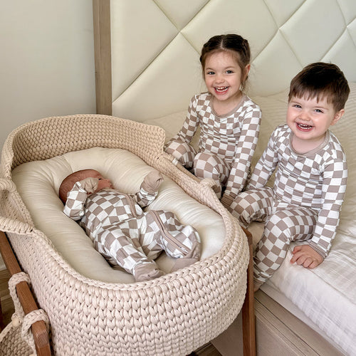 Toddler Boy's Checkerboard Pattern Long Sleeve Top & Pants Set