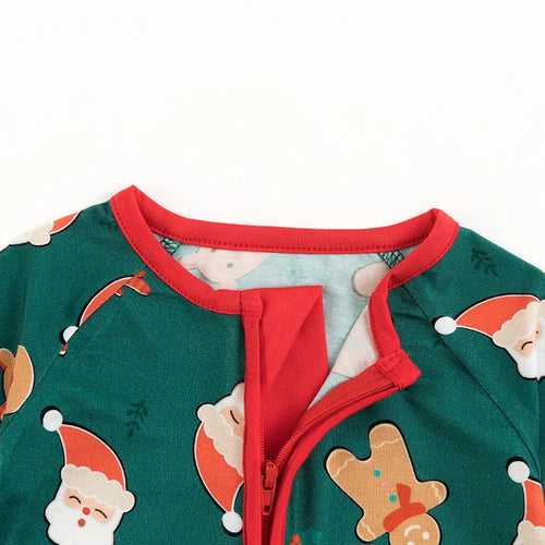 Bamboo Baby Zipper Romper Pajama Christmas Santa Gingerbread Man