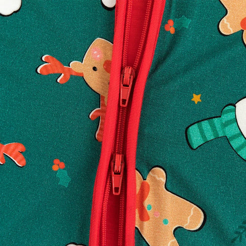 Bamboo Baby Zipper Romper Pajama Christmas Santa Gingerbread Man
