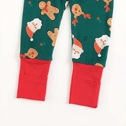 Bamboo Baby Zipper Romper Pajama Christmas Santa Gingerbread Man