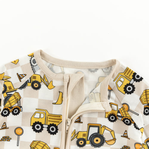 Plaid Truck Bamboo Zipper Romper Pajamas