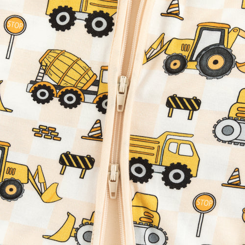 Plaid Truck Bamboo Zipper Romper Pajamas