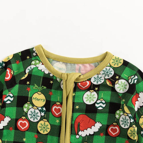 Bamboo Baby Zipper Romper Pajama Christmas Hat Element