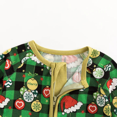 Bamboo Baby Zipper Romper Pajama Christmas Hat Element