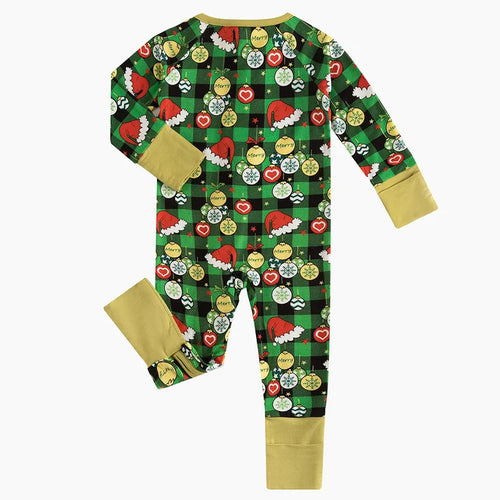 Bamboo Baby Zipper Romper Pajama Christmas Hat Element