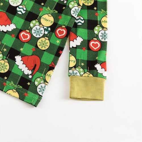 Bamboo Kids Two-Piece Pajama Set Christmas Hat Element