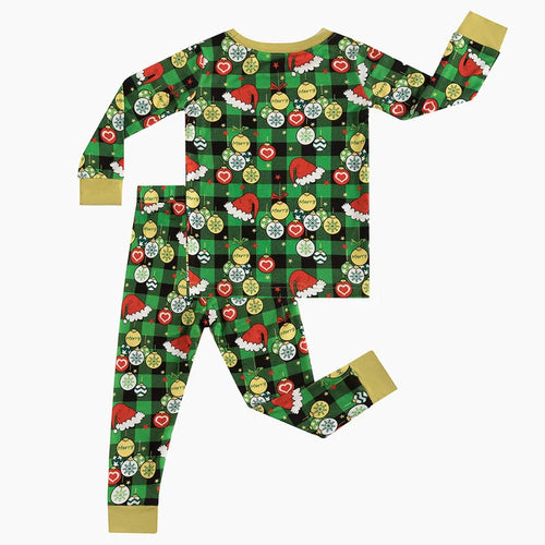 Bamboo Kids Two-Piece Pajama Set Christmas Hat Element