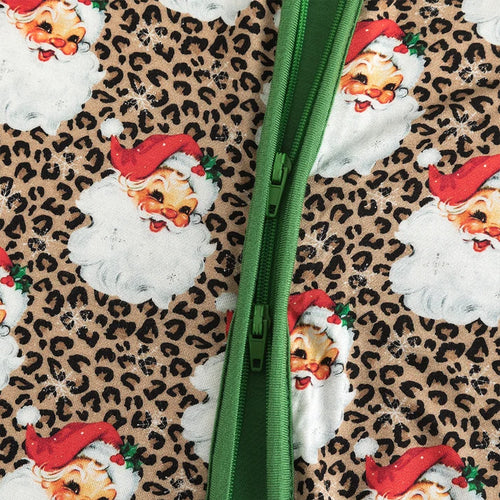 Bamboo Baby Zipper Romper Pajama Christmas Leopard Santa Claus