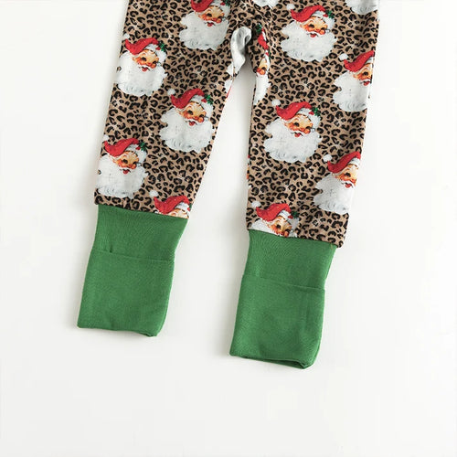 Bamboo Baby Zipper Romper Pajama Christmas Leopard Santa Claus