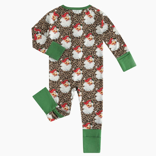 Bamboo Baby Zipper Romper Pajama Christmas Leopard Santa Claus