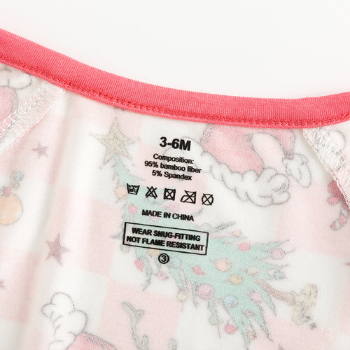 Christmas Pink Plaid Christmas Tree Bamboo Zipper Romper Pajamas
