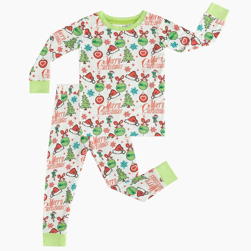 Bamboo Kids Two-Piece Pajama Set Merry Christmas Santa Hat