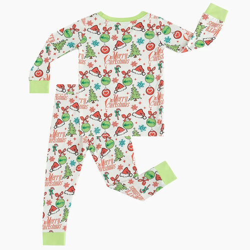 Bamboo Kids Two-Piece Pajama Set Merry Christmas Santa Hat