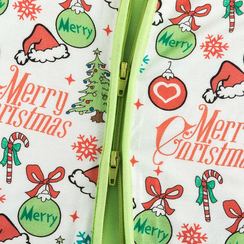 Bamboo Baby Zipper Romper Pajama Merry Christmas Santa Hat