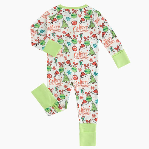 Bamboo Baby Zipper Romper Pajama Merry Christmas Santa Hat