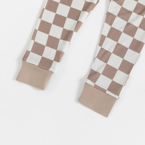 Toddler Boy's Checkerboard Pattern Long Sleeve Top & Pants Set