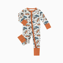 Christmas Retro Camper Van Bamboo Zipper Romper