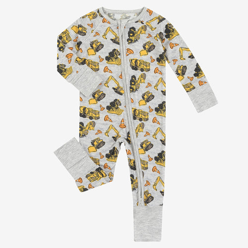 Baby Excavator Pattern Bamboo Viscose Zippy Romper