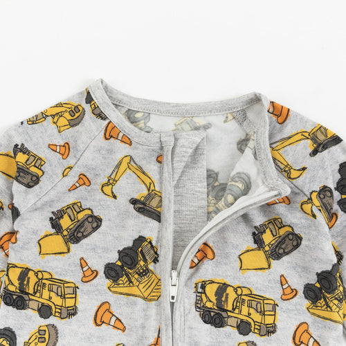 Baby Excavator Pattern Bamboo Viscose Zippy Romper