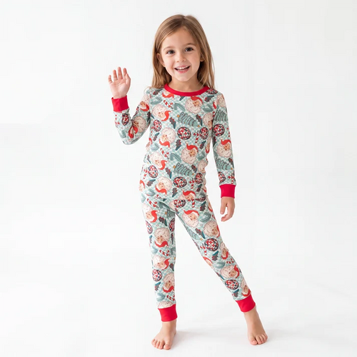 Bamboo Kids Two-Piece Set Christmas Santa Claus Plaid