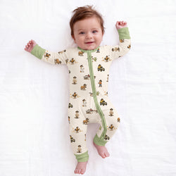 Yeehaw Critters Sage Bamboo Zipper Pajama Romper