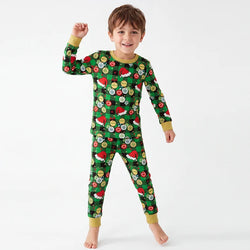 Bamboo Kids Two-Piece Pajama Set Christmas Hat Element
