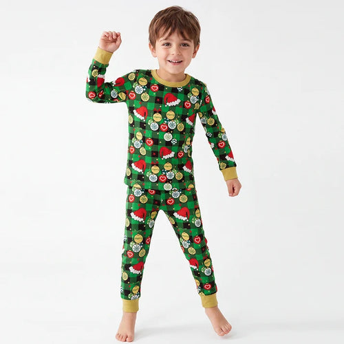 Bamboo Kids Two-Piece Pajama Set Christmas Hat Element