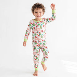 Bamboo Kids Two-Piece Pajama Set Merry Christmas Santa Hat