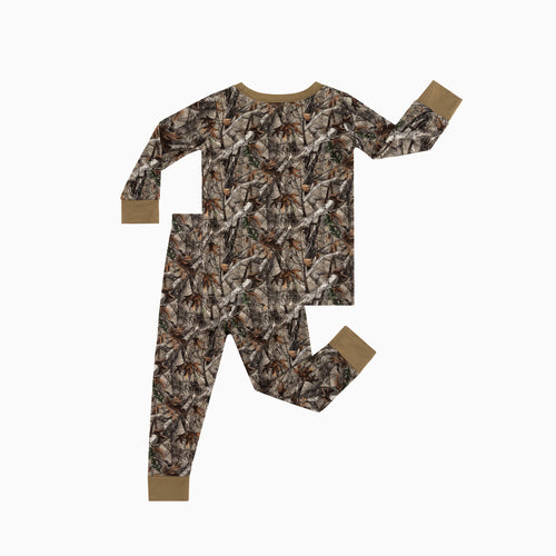 Retro Leaves Kids Bamboo Two-Piece Pajama Set