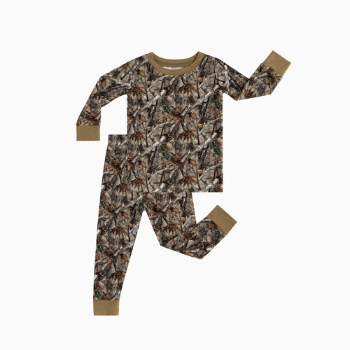 Retro Leaves Kids Bamboo Two-Piece Pajama Set