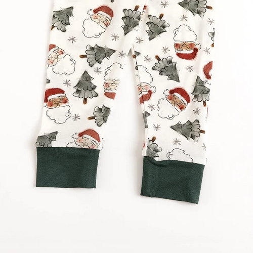Bamboo Kids Two-Piece Pajama Set Santa Claus Christmas Tree