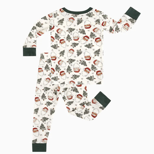 Bamboo Kids Two-Piece Pajama Set Santa Claus Christmas Tree
