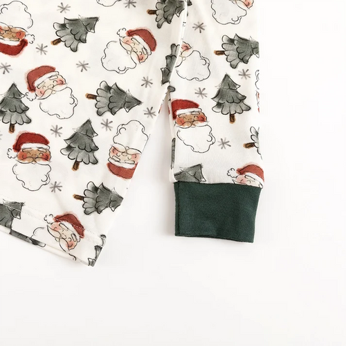Bamboo Kids Two-Piece Pajama Set Santa Claus Christmas Tree