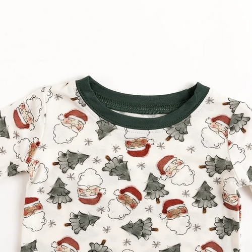 Bamboo Kids Two-Piece Pajama Set Santa Claus Christmas Tree