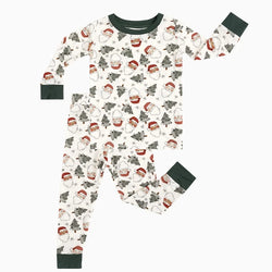 Bamboo Kids Two-Piece Pajama Set Santa Claus Christmas Tree