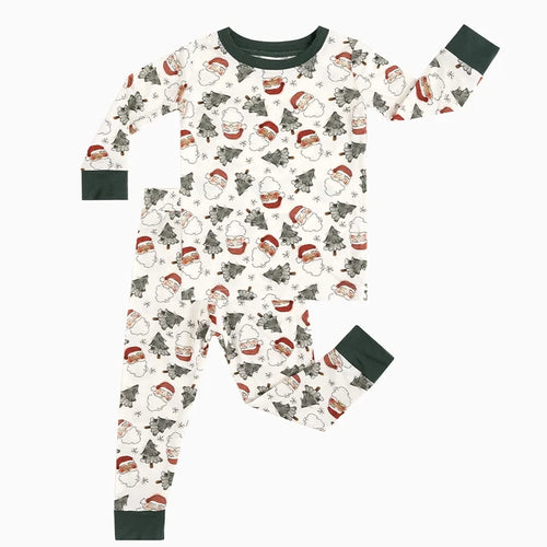 Bamboo Kids Two-Piece Pajama Set Santa Claus Christmas Tree