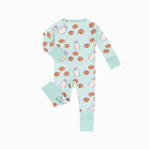 Cookies Milk Bamboo Zipper Romper Pajamas