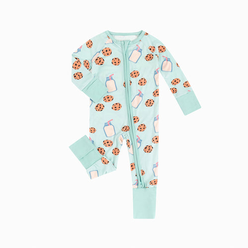 Cookies Milk Bamboo Zipper Romper Pajamas