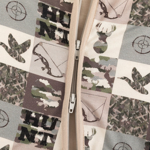 Animal Camouflage Checkerboard Bamboo Zipper Romper Pajamas