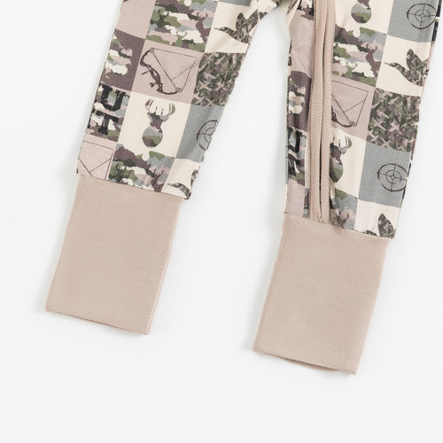 Animal Camouflage Checkerboard Bamboo Zipper Romper Pajamas