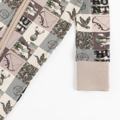 Animal Camouflage Checkerboard Bamboo Zipper Romper Pajamas