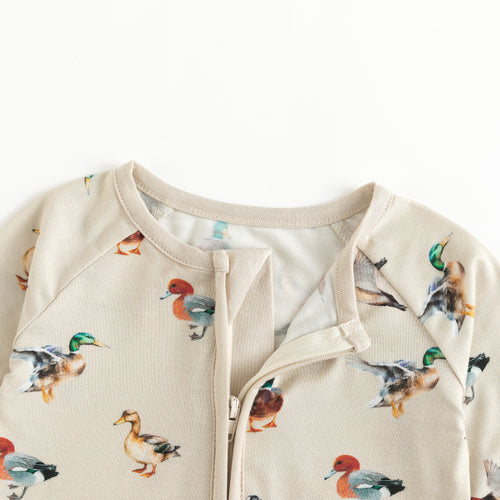 Colorful Ducks Bamboo Zipper Romper Pajamas