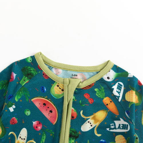 Funny Fruit&Vegetables Bamboo Zipper Romper Pajamas