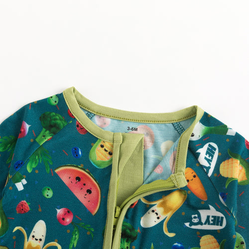 Funny Fruit&Vegetables Bamboo Zipper Romper Pajamas