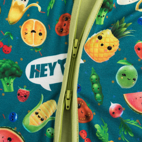 Funny Fruit&Vegetables Bamboo Zipper Romper Pajamas