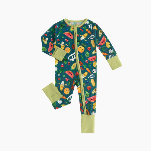 Funny Fruit&Vegetables Bamboo Zipper Romper Pajamas